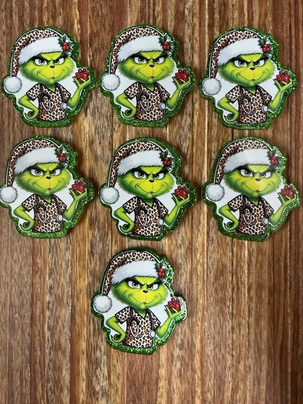7 Pc Nurse Grinch Acrylic Flatbacks